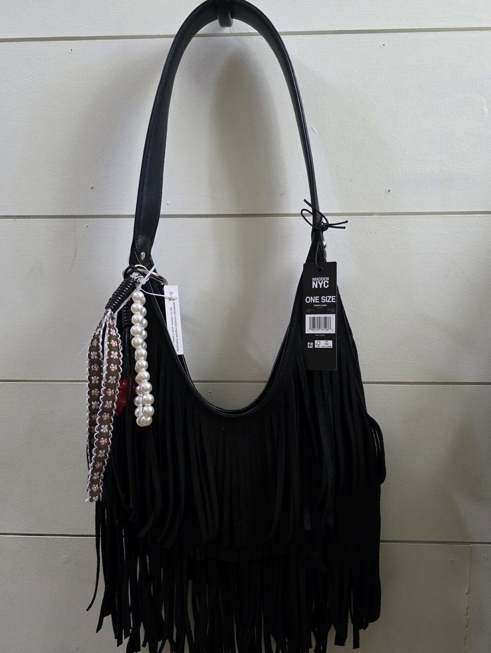 Madden NYC Black Fringe Hobo Shoulder Bag NWT Boho Western Purse